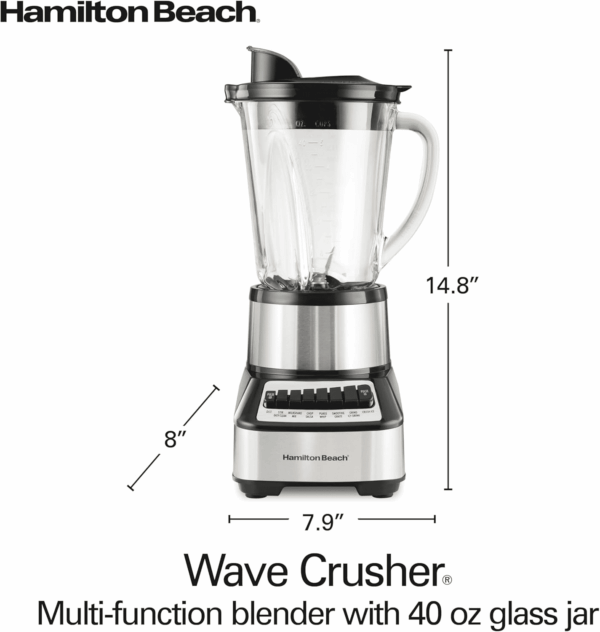 Wave Crusher Blender for Smoothies with 40 Oz Glass Jar and 14 Functions, Ice Sabre Blades & 700 Watts for Consistently Smooth Results, Black + Stainless Steel (54221) - Image 8