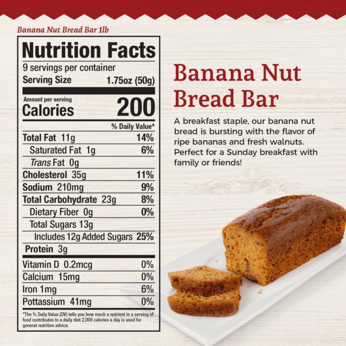 Banana Nut Breakfast Bread, Grandma'S Freshly Made Premium Gourmet Cake with Ripe Banana'S and Fresh Fruit, Serves 6-10 (16 Oz) - Image 2