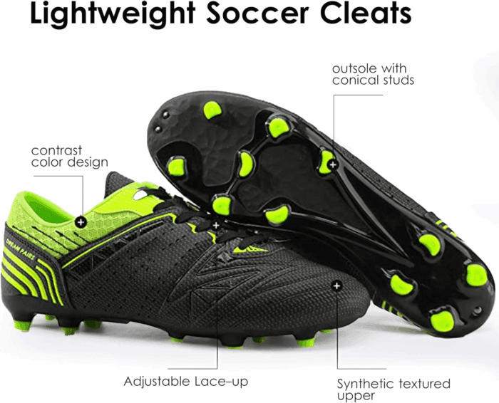Mens Sport Flexible Athletic Lace up Light Weight Outdoor Cleats Football Soccer Shoes - Image 5