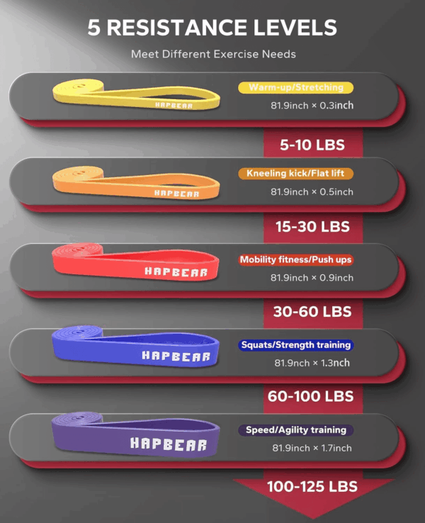 Pull up Assistance Bands Set of 5 - Resistance Bands for Working Out, Stretching, Physical Therapy, Muscle Training - Image 2