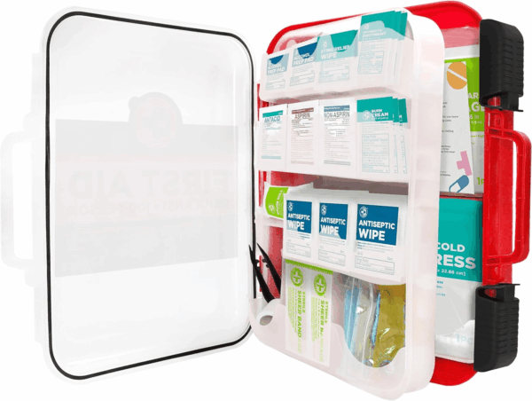 First Aid Kit Hard Red Case 326 Pieces Exceeds OSHA ANSI Guidelines 100 People. Office, Home, Car, School, Emergency, Survival, Camping, Hunting and Sports, FSA / HSA Approved - Image 2