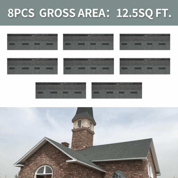 Roofing Shingles for Roof House Repair Tiles Shed Decor,Asphalt Shingles (Gray-Architechtural) 8Pcs,39.4"X13.4" - Image 4