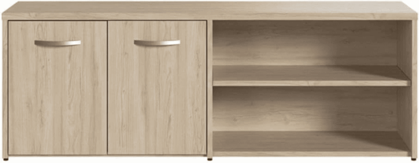 Studio C Low Storage Cabinet with Doors and Shelves in Natural Elm, Organization for Home or Professional Office - Image 4