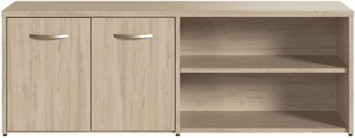 Studio C Low Storage Cabinet with Doors and Shelves in Natural Elm, Organization for Home or Professional Office - Image 4