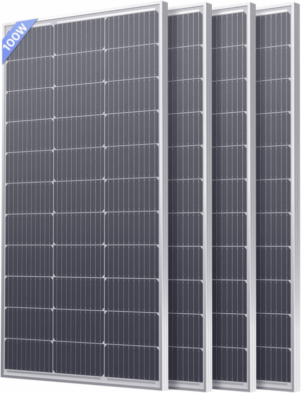 400W Solar Panel, 4 Pcs 100 Watt Solar Panel 12V 10BB, High Efficiency Monocrystalline PV Modules,Ideal for RV, Trailer, Camper, Marine, Rooftop, Home, Farm, Off-Grid System (4PCS 100W)