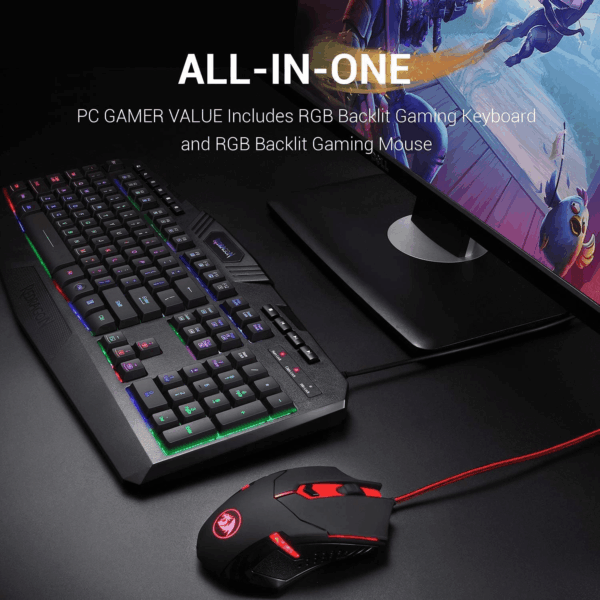 S101 Gaming Keyboard, M601 Mouse, RGB Backlit Gaming Keyboard, Programmable Backlit Mouse, Value Combo Set [New Version] - Image 2