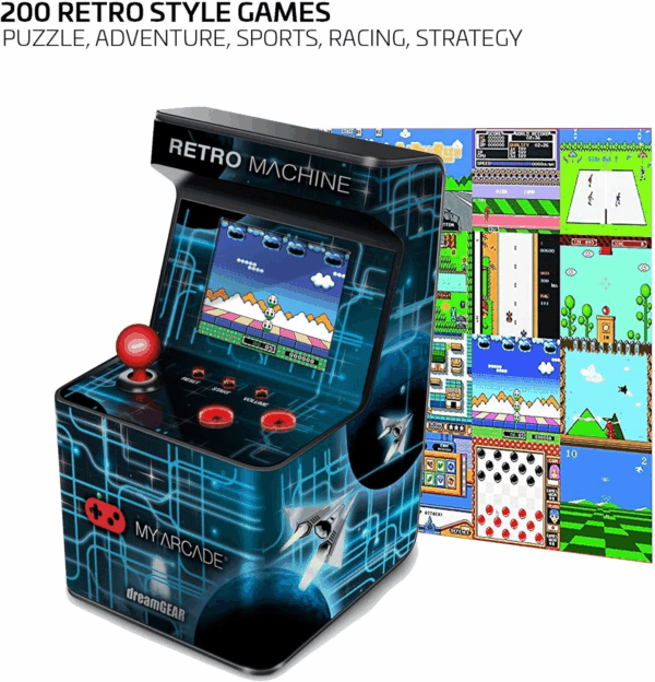 Retro Machine Playable Mini Arcade: 200 Retro Style Games Built In, 5.75 Inch Tall, Powered by AA Batteries, 2.5 Inch Color Display, Speaker, Volume Control - Image 4