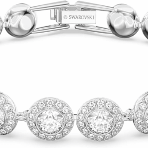 Una Angelic Tennis Bracelet, Clear Circle-Cut  Crystals with Matching Crystal Pavé on a Rhodium Tone Finish Setting, Part of the  Una Angelic Collection