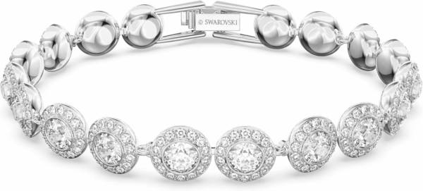 Una Angelic Tennis Bracelet, Clear Circle-Cut  Crystals with Matching Crystal Pavé on a Rhodium Tone Finish Setting, Part of the  Una Angelic Collection