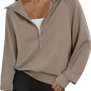 Womens Oversized Sweatshirts Half Zip Pullover Long Sleeve Quarter Zip Hoodies Teen Girls Fall Y2K Clothes