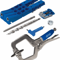 Durable Pocket-Hole Jig 320 with Classic 2 Inch Face Clamp - Includes Wood Clamps for Woodworking & Tight Spaces - for Materials 1/2 Inch to 1 1/2 Inch Thick