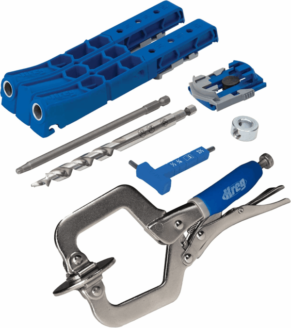 Durable Pocket-Hole Jig 320 with Classic 2 Inch Face Clamp - Includes Wood Clamps for Woodworking & Tight Spaces - for Materials 1/2 Inch to 1 1/2 Inch Thick
