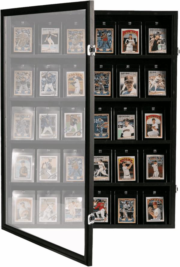Premium Sports Card Display Case - 35 Graded Trading Card Display | Wall-Mounted Baseball Card Display Frame with UV Protection, Lockable | Perfect for Basketball, Hockey, Football, Pokemon Collection
