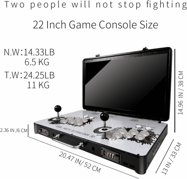 Portable 20000 in 1 Metal Box 3D Arcade Game Console, 22 Inch Screen Retro Electronic Game Console, with Search/Hide/Save/Load/Pause Functions - Image 3