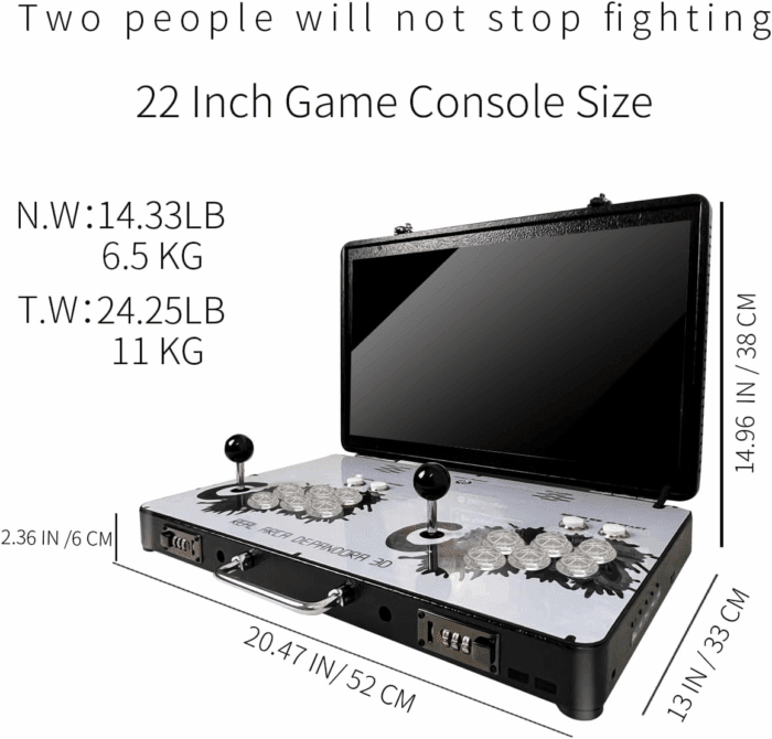 Portable 20000 in 1 Metal Box 3D Arcade Game Console, 22 Inch Screen Retro Electronic Game Console, with Search/Hide/Save/Load/Pause Functions - Image 3