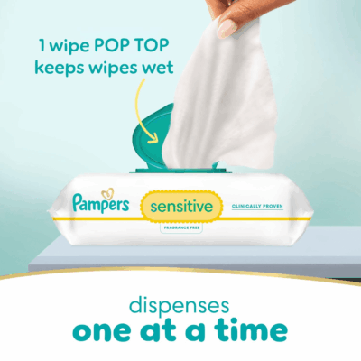 Baby Wipes Sensitive, Water Based Baby Wipes, Hypoallergenic and Unscented Baby Wipes, 56 Wipes Total (1 Flip-Top Packs) - Image 9