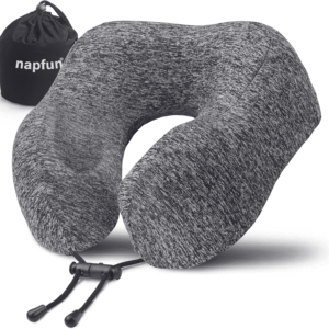 Travel Pillow for Airplane, Premium Memory Foam Neck Pillow for Flight Headrest Sleep, Portable Plane Accessories, Deep Gray