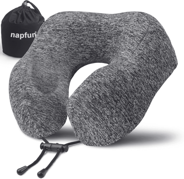 Travel Pillow for Airplane, Premium Memory Foam Neck Pillow for Flight Headrest Sleep, Portable Plane Accessories, Deep Gray