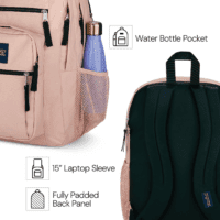 Laptop Backpack - Computer Bag with 2 Compartments, Ergonomic Shoulder Straps, 15” Laptop Sleeve, Haul Handle - Black - Image 3