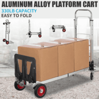 2 in 1 Aluminium Hand Truck Dolly 450Lbs Capacity, Heavy Duty Convertible Hand Truck W/Pneumatic Wheels, Foldable Dolly Cart Collapsible Dolly for Moving with Retractable Handle - Image 2