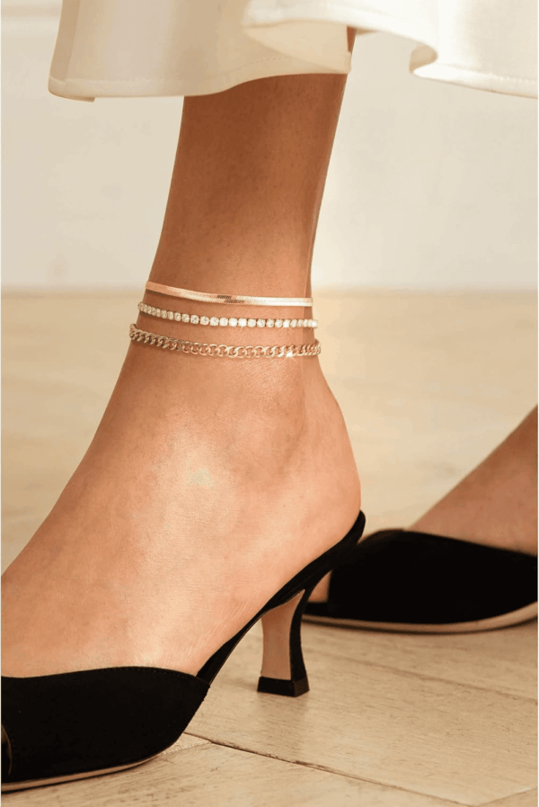 Gold Ankle Bracelets for Women Waterproof - Dainty 6Pcs 14K Gold Plated Anklets Layered Cuban Link Chain Herringbone Cute Anklets Set Pack Summer Beach Jewelry Gift for Women Teen - Image 6