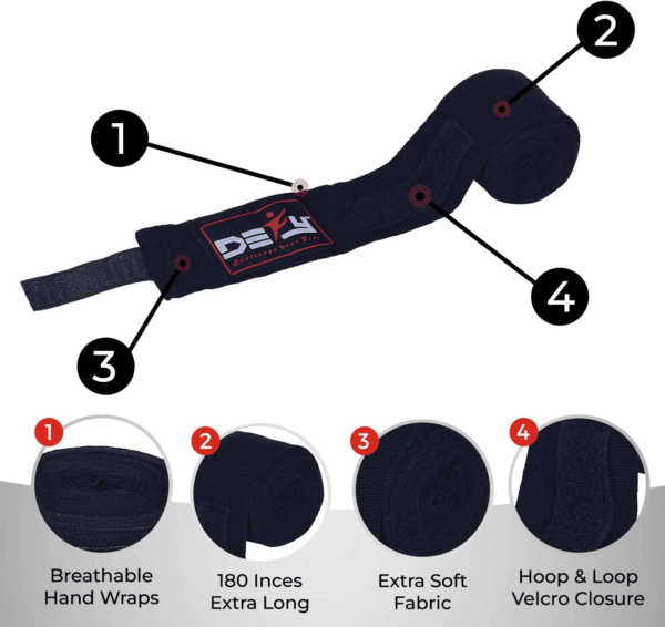 DEFY Professional 180 Inch Hand Wraps for Boxing Muay Thai MMA Elastic Bandages for Men & Women -Pair - Image 2