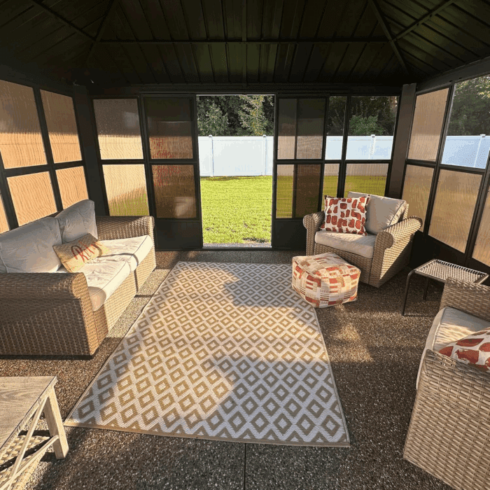 12' X 14' Solarium Sunroom Permanent Hardtop Gazebo Galvanized Steel Double Roof Aluminum Outdoor Screen House for Lawn Deck Backyard Grey - Image 2