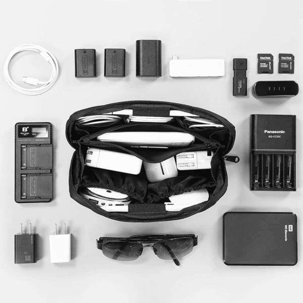 Electronic Organizer, Travel Tech Pouch with Water Resistant Storage -Cord Organizer Bag to Carry Phone, Charger, Hard Drive, Power Bank & Accessorie Travel Essentials(Black) - Image 3