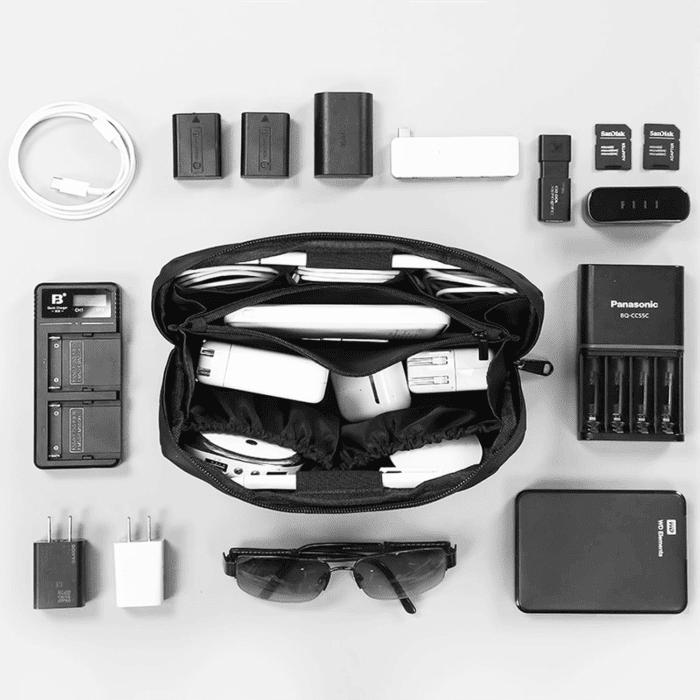 Electronic Organizer, Travel Tech Pouch with Water Resistant Storage -Cord Organizer Bag to Carry Phone, Charger, Hard Drive, Power Bank & Accessorie Travel Essentials(Black) - Image 3