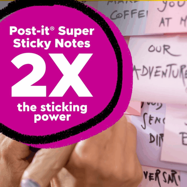 100% Recycled Paper Super Sticky Notes, 3 In. X 3 In., 5 Pads, 70 Sheets per Pad, Wanderlust Pastels, School Supplies and Office Products - Image 3