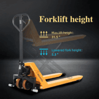 Manual Scissor Pallet Jack Truck High Lift Hand Truck 45" Lx21 W Fork Size 2200Lbs Capacity Suitable for Open Bottom Pallet - Image 5