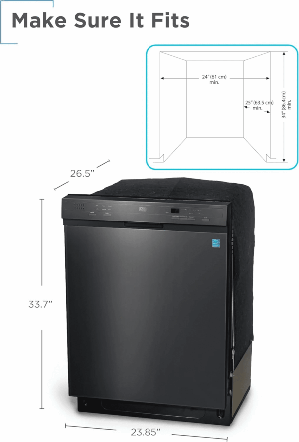 24" Built-In Dishwasher, 12-Place Setting Capacity with Stainless Steel Tub, Dish Washer with 6 Wash Programs, Low Noise, ENERGY STAR Certified, BDW200MB, Black - Image 7