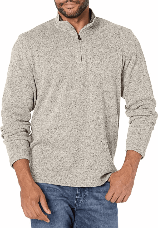 Men'S Long Sleeve Fleece Quarter-Zip Sweater