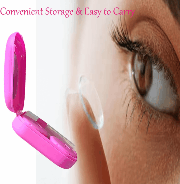 4 Pack Colorful Contact Lens Case Kit with Mirror Durable, Compact, Portable Soak Storage Kit - Image 4