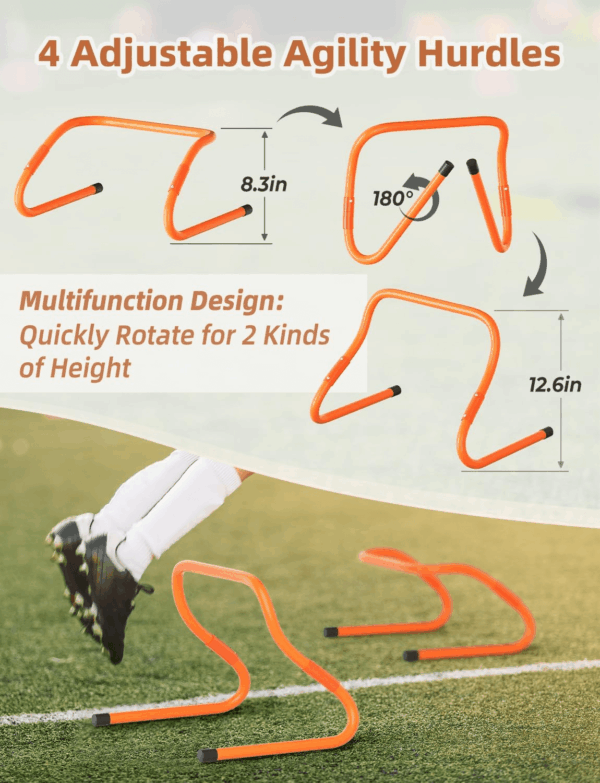 Agility Ladder,Football Training Equipment Set,4 Agility Hurdles, 20 Feet12 Rungs Speed Ladder,12 Disc Cones,Resistance Parachute, Jump Rope, 4 Resistance Bands - Image 2