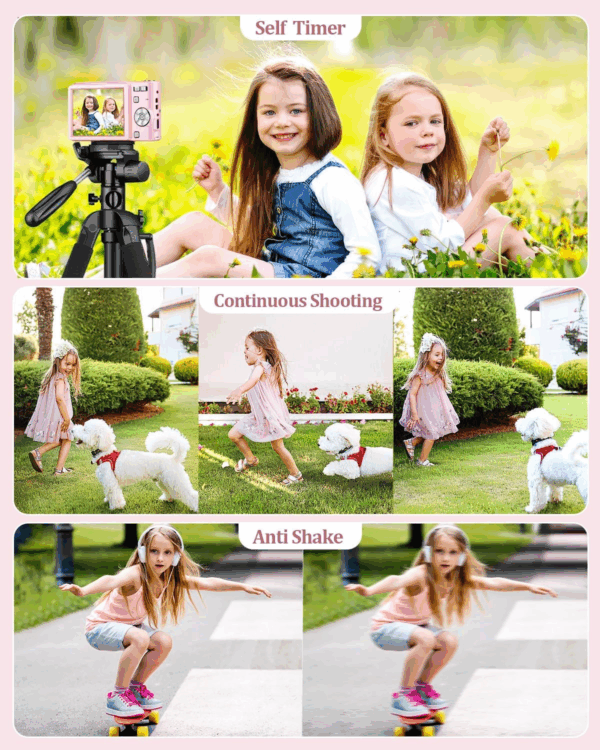 Upgrade Digital Camera,Autofocus 50MP FHD 1080P Camera with 16X Zoom anti Shake,Compact Camera for Kid Student Children Teen Girl Boy,Kids Camera with 32GB SD Card,2 Batteries - Image 4