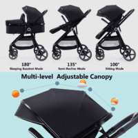 2-In-1 Baby Stroller with Bassinet Mode - Folding Infant Newborn Pram Stroller with Reversible Seat - Toddler Strollers for 0-36 Months Old Babies - Image 2