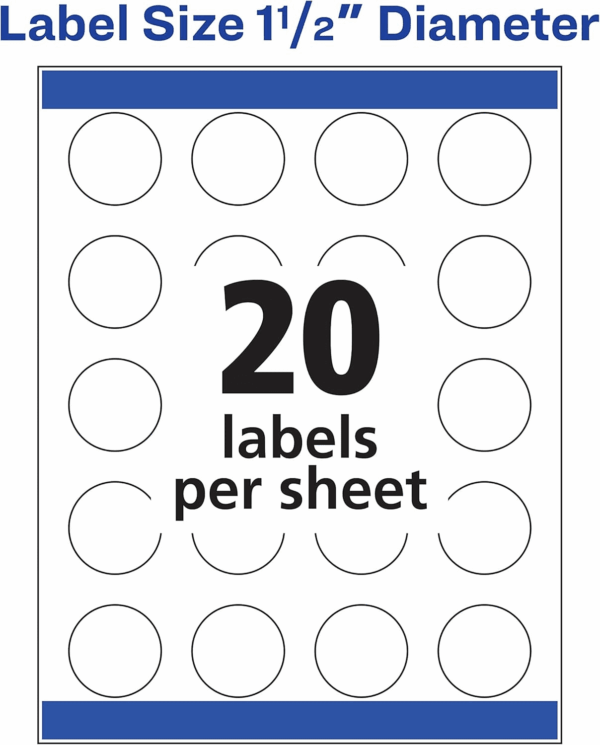 Matte White round Labels, Sure Feed Technology, Permanent Adhesive, 1-1/2", 400 Labels (8293) - Image 7