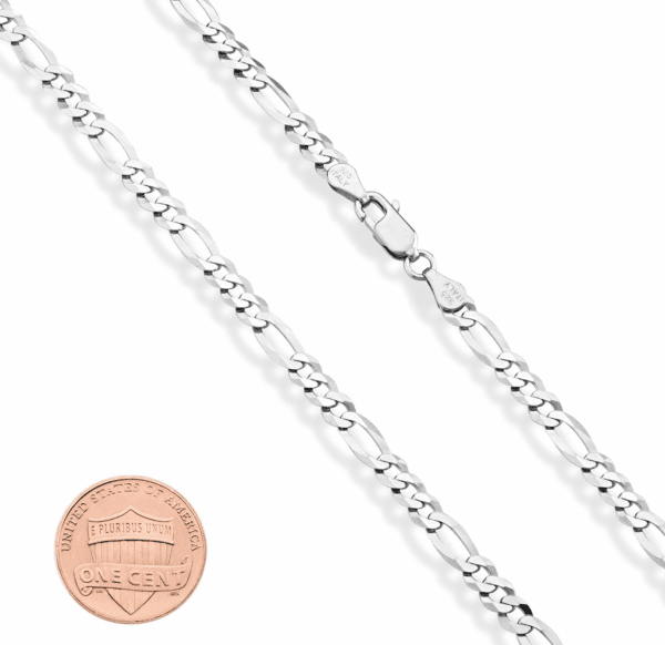 Solid 925 Sterling Silver Italian 5Mm Diamond-Cut Figaro Chain Bracelet for Women Men, Made in Italy - Image 2