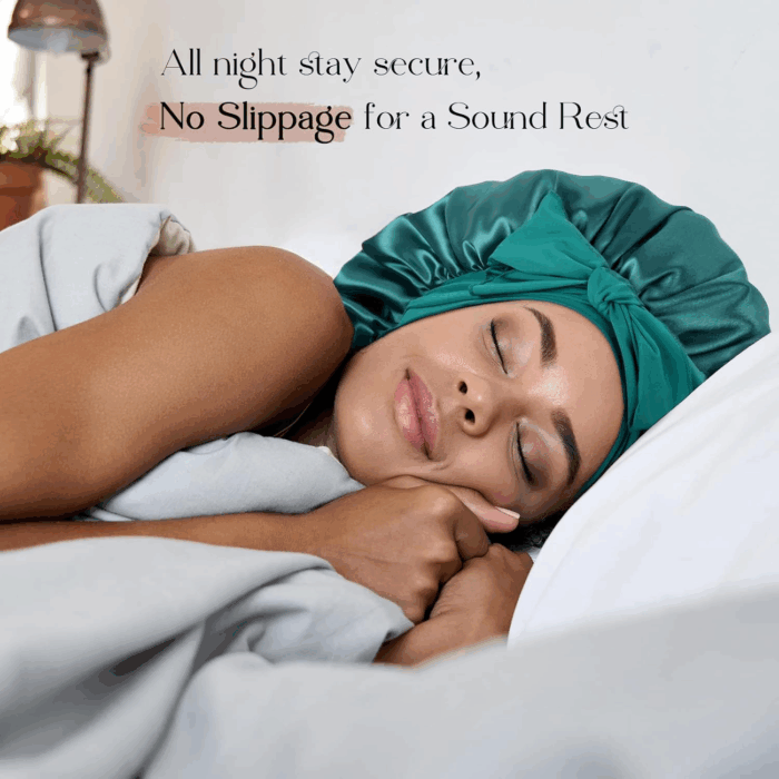 Silk Bonnet for Sleeping Women Satin Bonnet Double Layer Satin Lined Hair Bonnet with Tie Band Curly Hair - Image 2