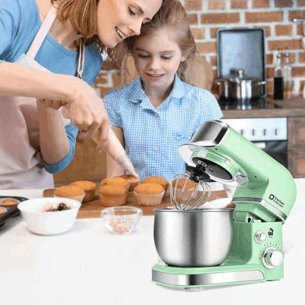 Stand Mixer,3.2Qt Mini Electric Food Mixer,6 Speeds Portable Lightweight Kitchen Mixer for Daily Use with Egg Whisk,Dough Hook,Flat Beater (Green) - Image 6