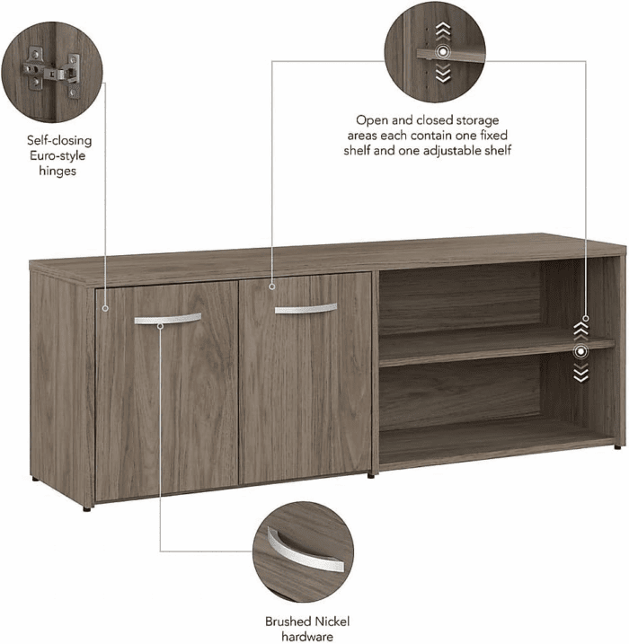 Studio C Low Storage Cabinet with Doors and Shelves in Modern Hickory - Image 4