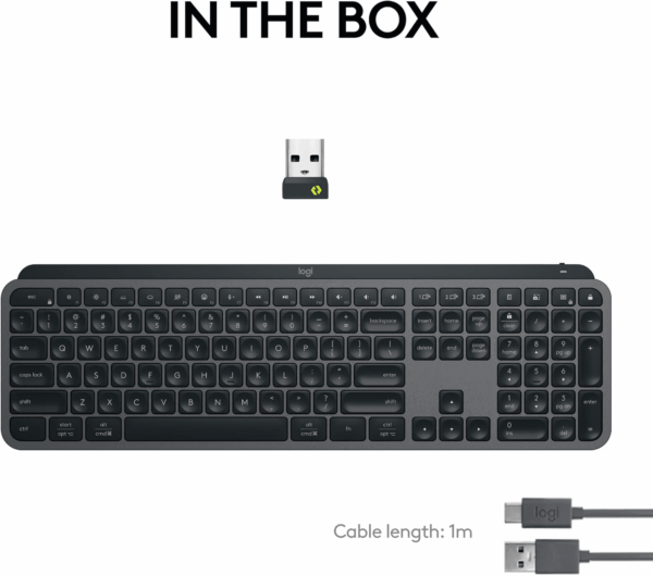 MX Keys S Wireless Keyboard, Low Profile, Fluid Precise Quiet Typing, Programmable Keys, Backlighting, Bluetooth, USB C Rechargeable, for Windows PC, Linux, Chrome, Mac - Graphite - Image 9