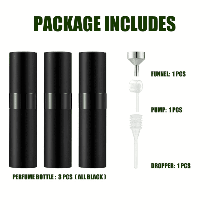 8ML Mini Atomizer Perfume Travel (Matte Black) Refillable Bottle Portable Spray Bottle for Cologne and Perfume (3Pcs) - Image 6