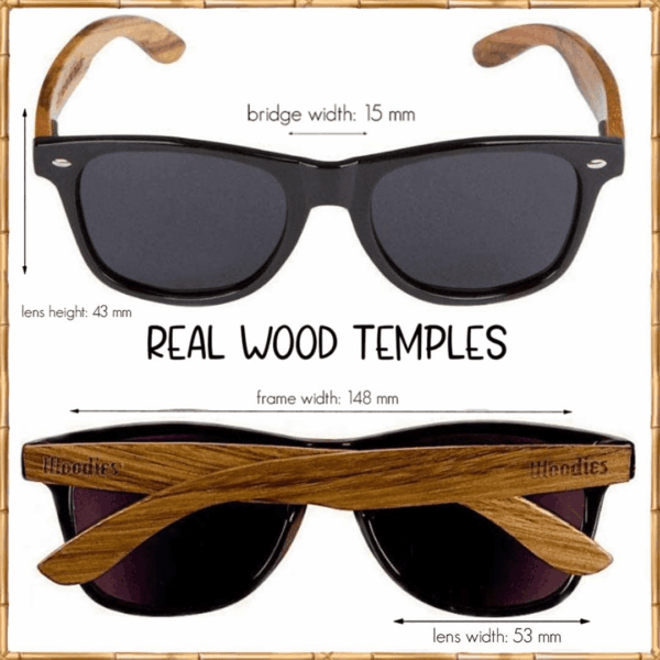 Walnut Wood Sunglasses with Dark Polarized Lenses for Men and Women | 100% UVA/UVB Ray Protection - Image 4