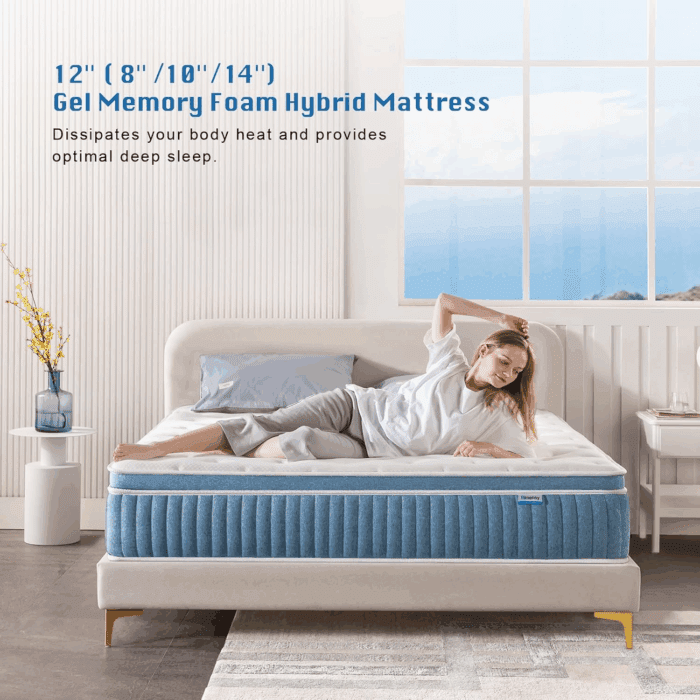 Full Mattress, 12 Inch Hybrid Mattress in a Box, Gel Memory Foam Mattress, Individually Wrapped Pocket Coils Innerspring Mattress, Support & Pressure Relief, Medium Firm Feel - Image 2