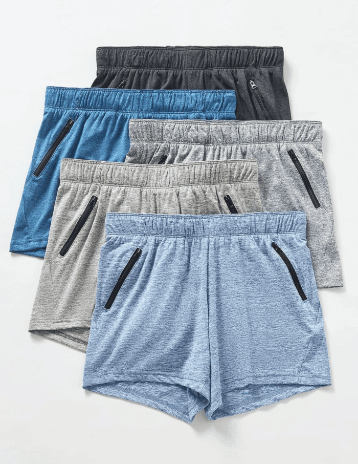 5 Pack: Womens Workout Gym Shorts Casual Lounge Set, Ladies Active Athletic Apparel with Zipper Pockets - Image 2
