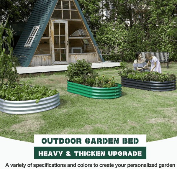 Galvanized Raised Garden Bed Kit, Galvanized Planter Garden Boxes Outdoor, Oval Large Metal for Vegetables………… - Image 2
