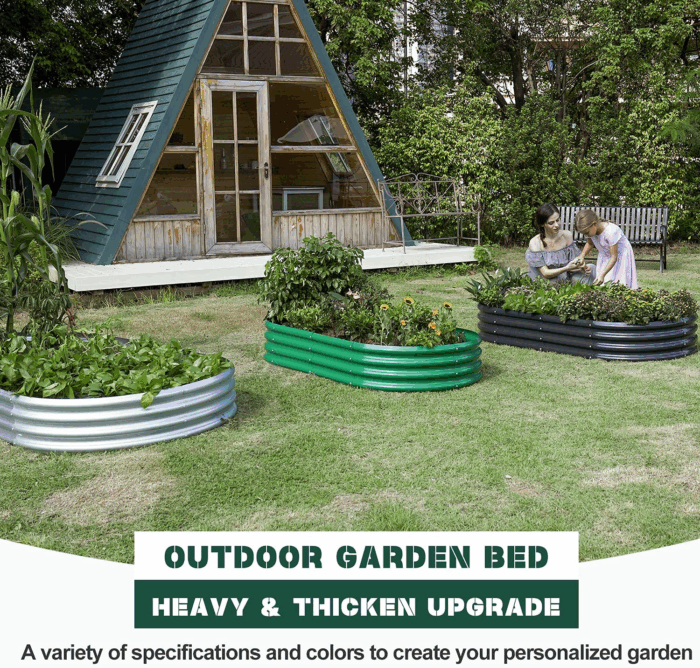 Galvanized Raised Garden Bed Kit, Galvanized Planter Garden Boxes Outdoor, Oval Large Metal for Vegetables………… - Image 2