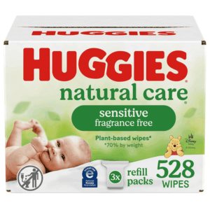 Natural Care Sensitive Baby Wipes, Unscented, Hypoallergenic, 99% Purified Water, 3 Refill Packs (528 Wipes Total)